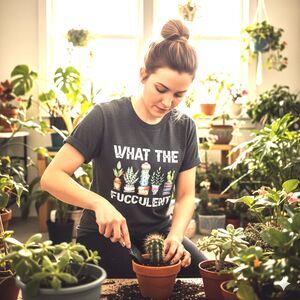 "What the Fucculent" Heather Dark Gray Relaxed Graphic T-shirt XXL